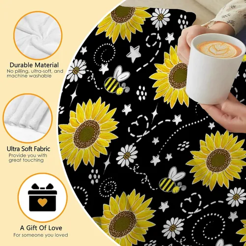 Vista 5 de Manta de girasol de abeja, regalo para los amantes de las niñas, manta de franela súper suave para sofá cama, cama acogedora de felpa, decoración