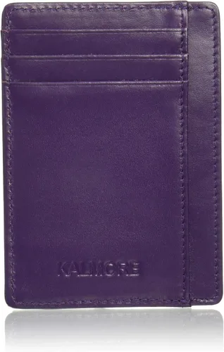 Vista 16 de KALMORE Cartera delgada de cuero genuino con bolsillo frontal y ventana de identificación Negro