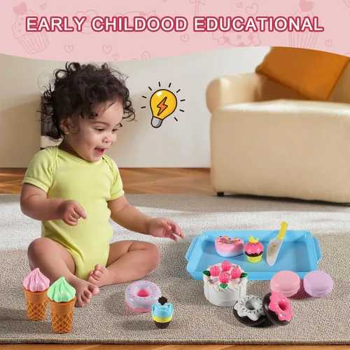 Vista 2 de Elitoky Juego de comida de postres para jugar - Comida para niños - Juego de comida para niños - Juego de simulación de corte de postres, pastel