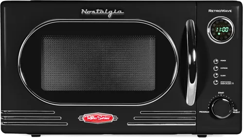 Vista 16 de Nostalgia Horno microondas para encimera con interior fácil de limpiar, microondas retro con pantalla LED y bloqueo para niños, horno compacto