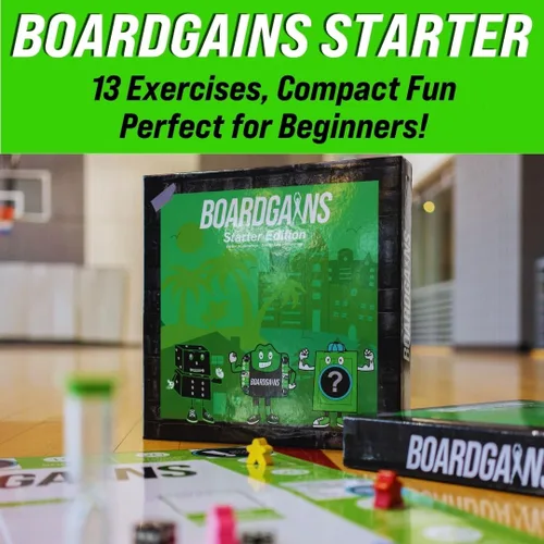 Vista 2 de BoardGains Starter Edition: el mejor juego de mesa de fitness para entrenamientos en casa, fitness grupal y educación física. ¡Tu Bootcamp en una