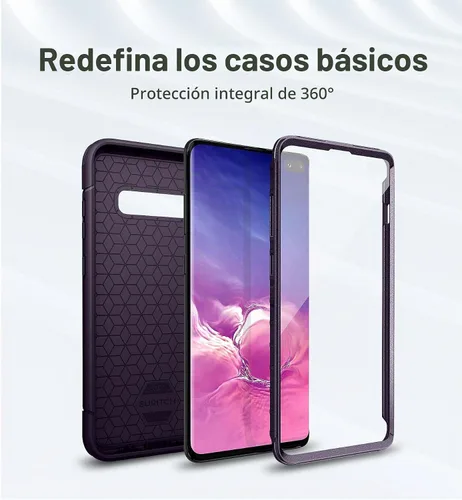 Vista 3 de SURITCH Funda para Samsung Galaxy S10 Plus, [protector de pantalla integrado] Protección completa de 360° de grado militar, a prueba de golpes