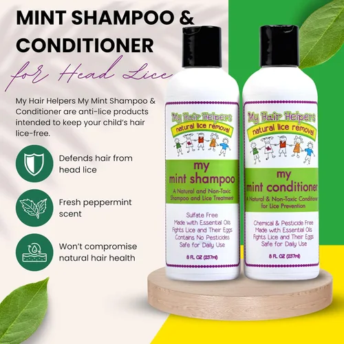 Vista 8 de My Hair Helpers Deluxe - Kit de tratamiento para piojos de cabeza de tamaño familiar, incluye peine de liendre, mousse, champú y acondicionador