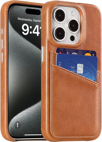 Vista 21 de LUCKYCOIN Funda de piel 100% auténtica tipo cartera para iPhone 13, diseño delgado con tarjetero y funda protectora a prueba de golpes, forro