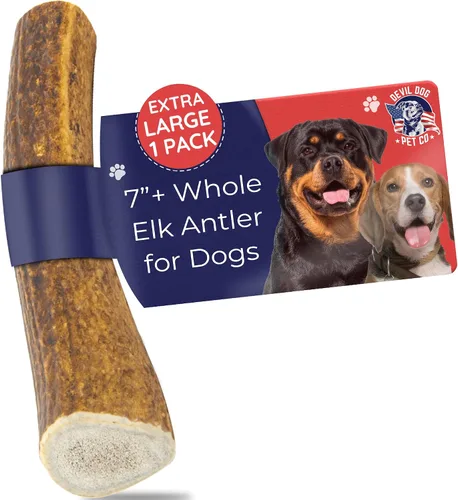 Vista 16 de Devil Dog Pet Co. Cuernos de alce divididos para perros, masticables naturales para perros con médula expuesta, larga duración y sin olor
