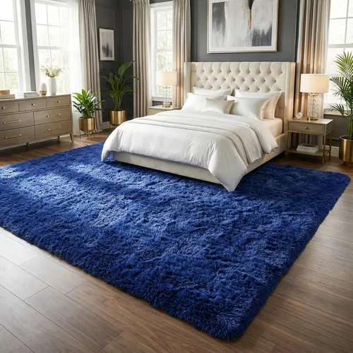Vista 7 de Alfombra suave y esponjosa para dormitorio, alfombra de felpa lanuda de 7 x 10, alfombra antideslizante y mullida para sala de estar, habitación