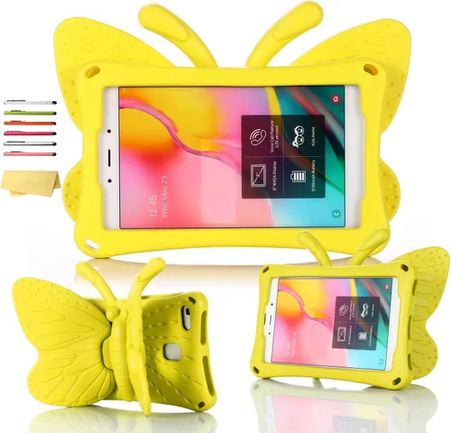 Vista 22 de Funda para tablet Kindle Fire 7 para niños (12.ª generación, versión 2022) con mango de pie de apoyo de forraje resistente, espuma EVA suave, a