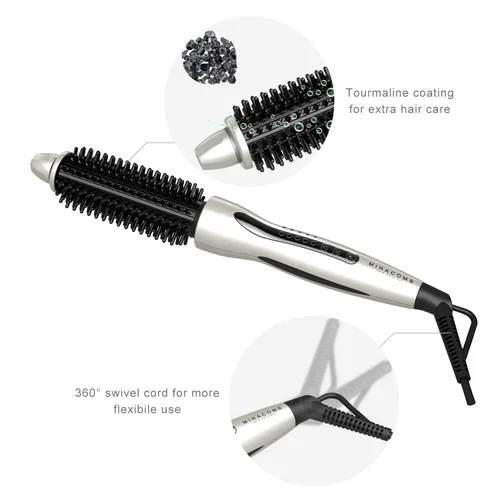 Vista 3 de MIRACOMB Cepillo alisador de pelo de cerámica turmalina Cool Touch PRO Multi Styler con 5 ajustes de calor, barril de 1 pulgada de apagado