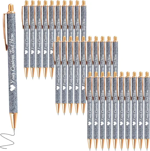 Vista 23 de Bolígrafos de purpurina personalizados con nombre impreso, bolígrafo personalizado con barril de metal, retráctil, bonito y elegante, regalos
