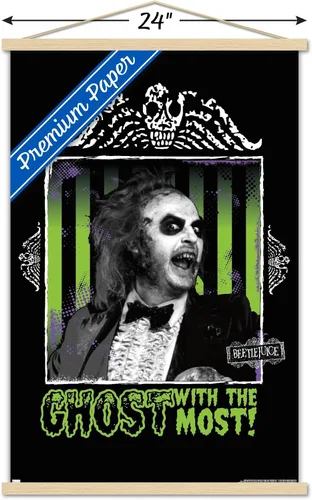 Vista 3 de Trends International Beetlejuice - Ghost With The Most Wall Poster, 22.37" x 34.00", Premium Print and Beechwood Hanger Bundle