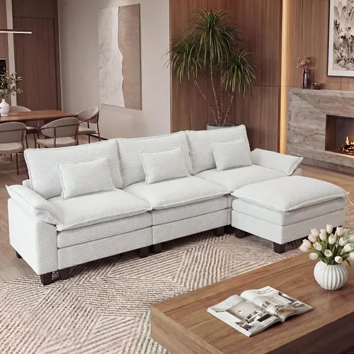 Vista 61 de URRED - Sofá seccional modular Cloud, sofá moderno en forma de L de 87" con profundidad de asiento con otomana y almohadas, ultra cómodo sofá