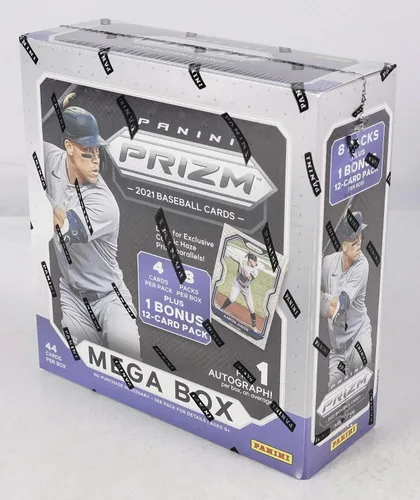 Vista 2 de MLB Panini 2021 Prizm Baseball Trading Card MEGA Box [8 paquetes + paquete adicional, 1 autógrafo]