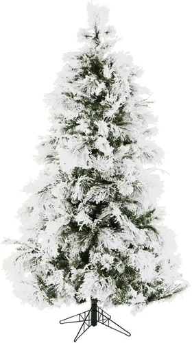 Vista 11 de Fraser Hill Farm Árbol de Navidad artificial flocado de pino nevado de 12 pies con luces inteligentes incandescentes blancas y soporte, árbol falso