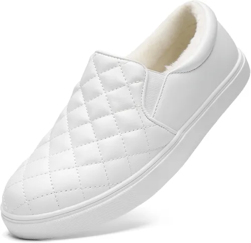 Vista 10 de STQ Zapatos sin cordones para mujer, zapatillas acolchadas de moda Blanco beige