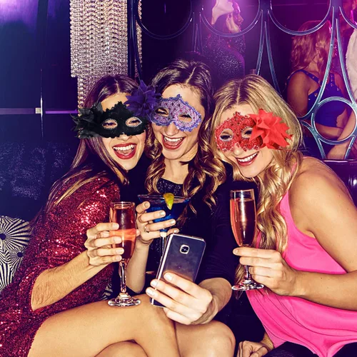 Vista 6 de Máscaras para fiesta de máscaras, máscaras venecianas para mujer, bailes de graduación, Mardi Gras, máscaras de Halloween (8 colores)