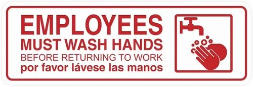 Vista 54 de Standard Employees Must Wash Hands - Letrero para puerta/pared, color negro, pequeño