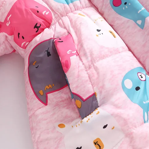 Vista 4 de Chaqueta acolchada con capucha para niñas pequeñas, traje de nieve para bebé, abrigo de algodón con capucha de piel para invierno, ropa de abrigo