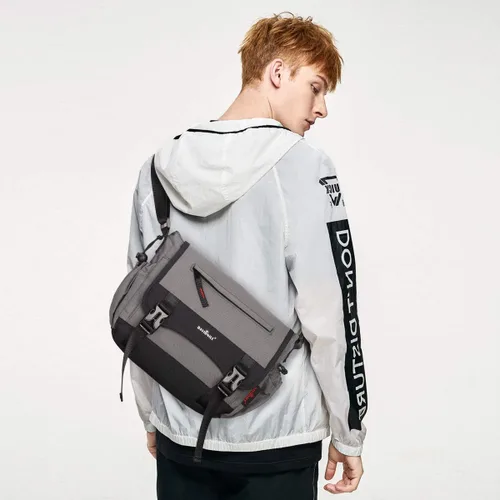 Vista 6 de KL928 Bolso de mensajero para hombres y mujeres, bolso de mano para laptop de 13.5 pulgadas, bolso de hombro de viaje de nailon ligero