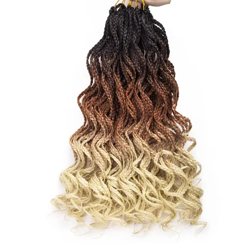 Vista 11 de Goddess - Extensiones de cabello trenzado de fibra sintética con trenzas de ganchillo #1B, 18 pulgadas