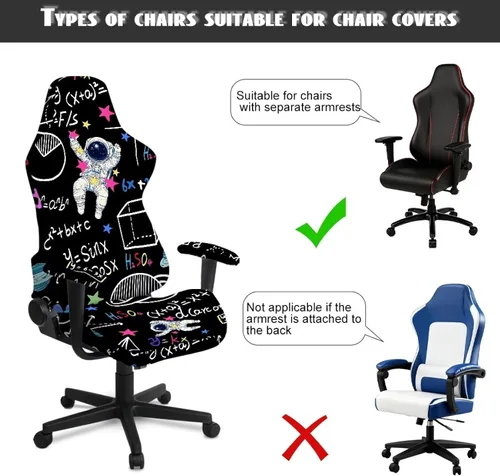 Vista 7 de Fundas para sillas de juegos de astronautas con cremallera, fórmulas matemáticas, funda para silla de oficina con fundas para reposabrazos, funda