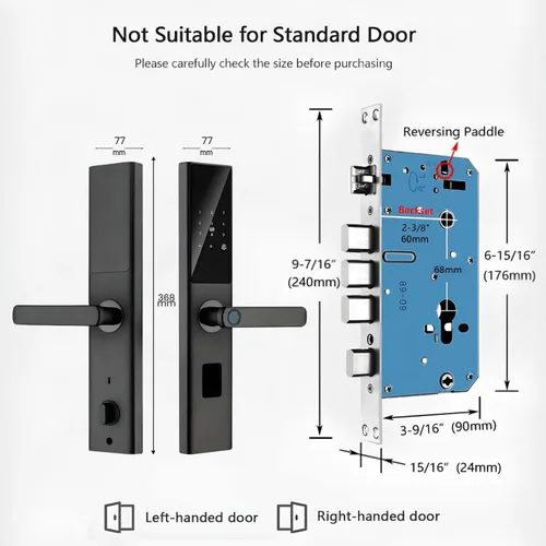 Vista 2 de Cerradura de puerta inteligente con huella digital y teclado, cerrojo electrónico de entrada sin llave, control de aplicación Tuya, código