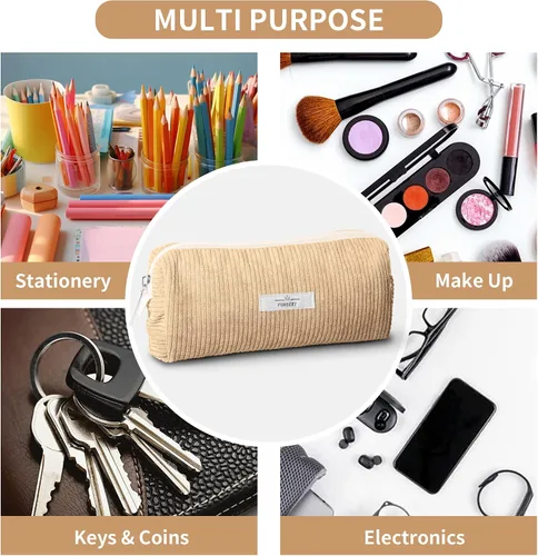 Vista 7 de Bolsa para Lápices Estuche para Bolígrafos, Organizador Pequeño de Pana Suave para Lápices con Cremallera, Lindo Estuche para Lápices Artículos
