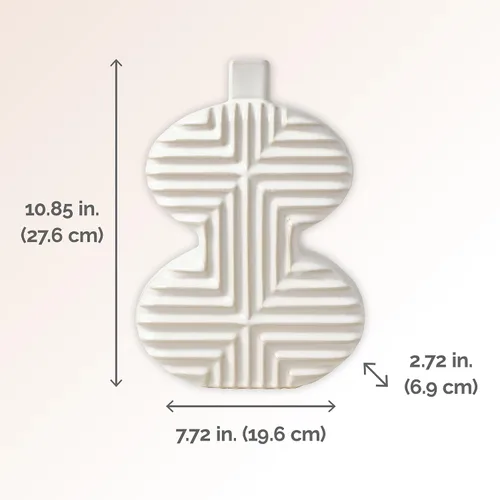Vista 2 de Mikasa Jarrón de cerámica de cerámica con curva geométrica, 7.72x2.72x10.83 pulgadas