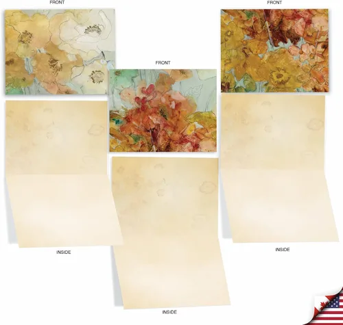 Vista 2 de The Best Card Company – 10 tarjetas en fondo blanco con flores, en caja (4 x 5.12 pulgadas) – Juego de tarjetas florales surtidas