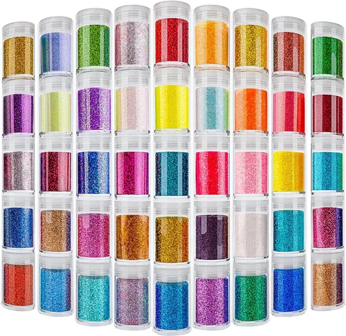 Vista 9 de Brillantina extrafina, juego de 24 colores cosméticos para arte de uñas, manualidades de resina, dispensador de polvo de brillantina suelta