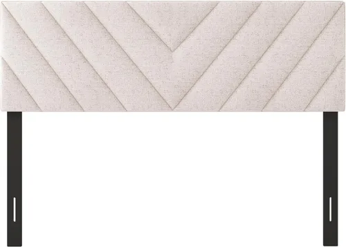 Vista 9 de KOMFOTT - Cabecera tapizada en tela de lino para cama tamaño Full/Queen, cabecera rectangular con patas de madera maciza y ancho ajustable, cabecera