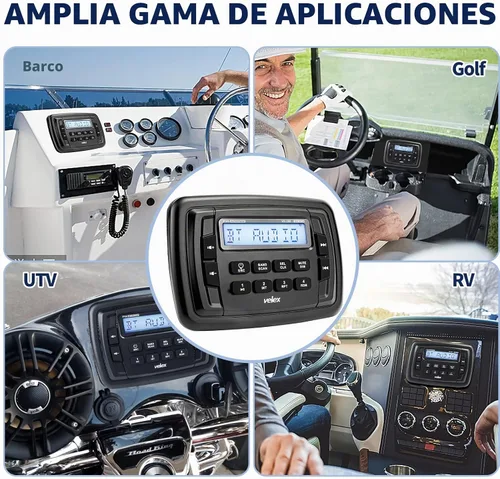 Vista 6 de Velex Powersport Radio estéreo marina AM FM sintonizador estéreo 4 x 45 W Bluetooth Streaming UTV ATV
