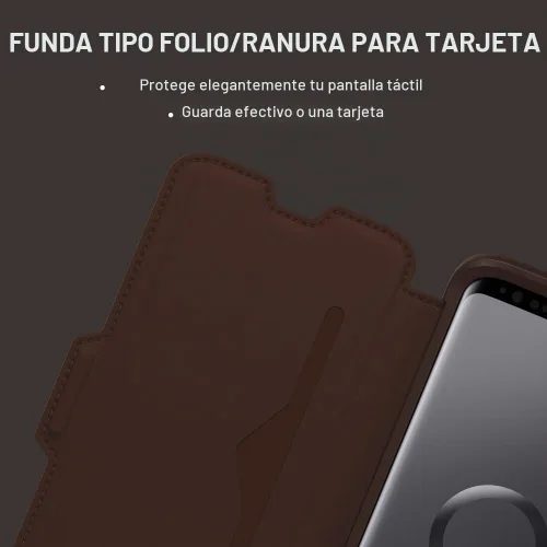 Vista 5 de OTTERBOX STRADA SERIES - Funda para Samsung Galaxy S9 - Embalaje al por menor - ESPRESSO (marrón oscuro/cuero marrón desgastado)