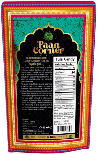 Vista 2 de Paan Corner Caramelos Tulsi, sabor a albahaca, vegano, 4.23 oz