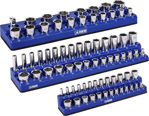 Vista 24 de ARES 70236 - Organizador magnético para 16 vasos SAE de 1/2 pulgada, para 15 vasos y 1 adaptador para vaso, mantiene tu caja de herramientas