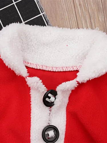 Vista 5 de FIOMVA Disfraces de Navidad para Bebé Niña Niño Trajes de Papá Noel Ropa Conjuntos Vestido Chaqueta Abrigo Pantalones Largos Gorro Calcetines Cosplay