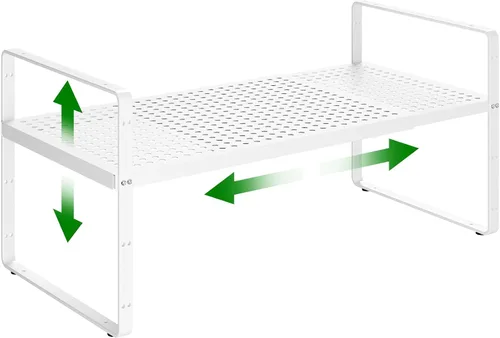 Vista 6 de Estante organizador de gabinete de cocina expandible, estante de metal resistente para especias apilable, estante de almacenamiento para gabinete