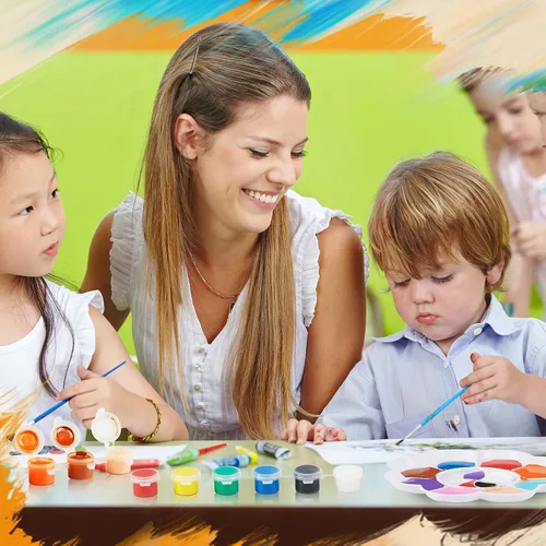 Vista 6 de Fulmoon - Juego de 48 piezas/12 mini pintura para niños, kit de pintura lavable de 12 colores para el regreso a clases, kit de pintura lavable