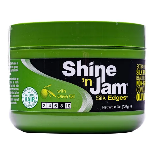 Vista 5 de Ampro Shine-n-Jam Bordes de karité - Infundido con manteca de karité y proteína de seda para hidratar el cabello - Ideal para domar flecos, colas
