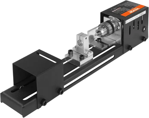 Vista 10 de VEVOR Mini máquina de torno, 7 cm x 16 cm, Mini herramientas de torno para madera de 24VDC 96W, accesorios de máquina de fresado, 7 velocidades