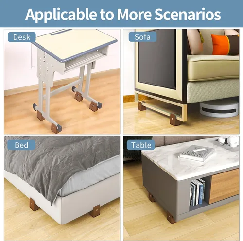 Vista 7 de Elevadores de cama con abrazadera de tornillo ajustable, se adapta a grosor de marco de muebles de 0 a 1.5 pulgadas, elevación en altura de 2