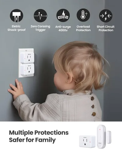 Vista 6 de Zoiinet Kit de enchufe de salida de sensor de puerta, mini sensor inalámbrico de ventana de contacto, dispositivos ilimitados de control de grupo