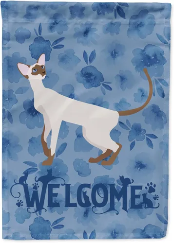 Vista 66 de Caroline's Treasures CK4813CHF - Bandera de bienvenida con gato abisinio azul, manga grande, para porche, para colgar en la pared, poliéster