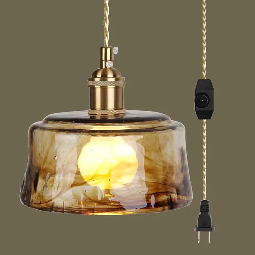 Vista 9 de Sedelan Lámpara Colgante de Vidrio, Iluminación Colgante Vintage, Iluminación Colgante de Cocina Sobre Isla Pasillo Dormitorio Lámpara Colgante