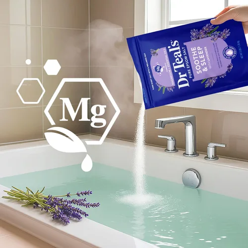 Vista 5 de Dr Teal's - Solución de baño de sal de Epsom, Calma y sueño, lavanda, 3 libras