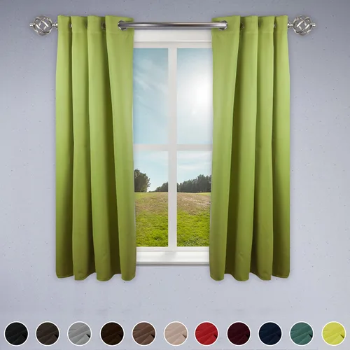 Vista 6 de Rod Desyne Cortina opaca con aislamiento térmico para ventana con ojales de metal, 52 x 63 pulgadas, color verde, 1 panel