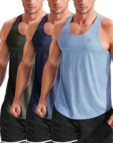 Vista 7 de NELEUS Camiseta sin mangas para hombre para entrenamiento, correr, gimnasio, atlética