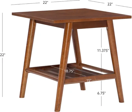 Vista 3 de Linon Melissa Mid-Century - Mesa auxiliar de nogal