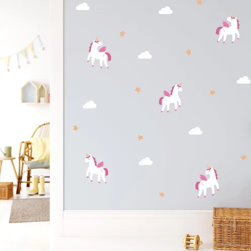Vista 6 de Teddylabels - Alicorn - Pegatinas de pared fáciles de aplicar y extraíbles: Transforma el dormitorio de tu niño pequeño con decoración de pared