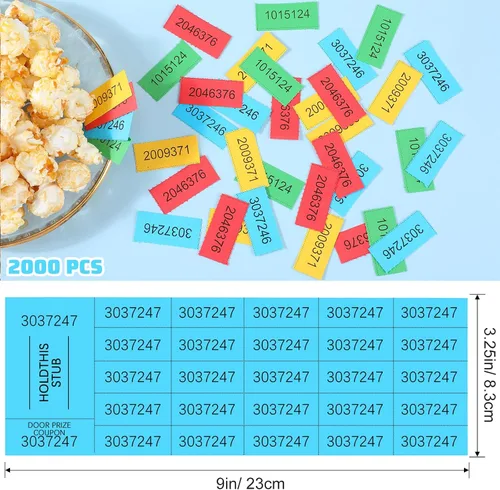 Vista 3 de Kosiz 2000 hojas de boleto para rifa, 25 boletos de subasta chinas para oferta, bandeja complicada, canasta, hojas para rifa para recompensas