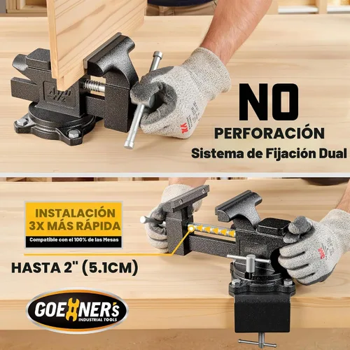 Vista 3 de Tornillo de Banco o Tornillo de Mesa 2 en 1 Actualizado de 4.5 Pulgadas, Prensa de Abrazadera para Banco de Trabajo Construida con Acero Fundido